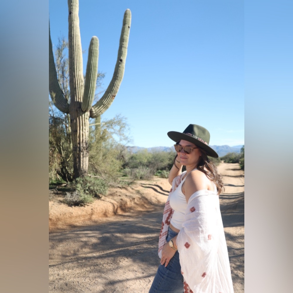 SOLD Green Wool Cowboy Hat – Western Felt Hat with Embroidered Cactus Band - Picture 9 of 9